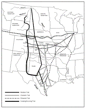 Kevin Gamble - Portfolio - Cattle trail map